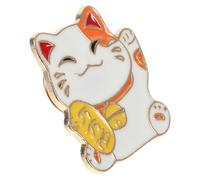 UKCOCO Broche Chat Japonerie en Alliage, Épingle à Poitrine de Dessin Animé Maneki Neko Rouge, Accessoire Mode Amulette pour Femmes et Jeunes Filles, Décoration Vestimentaire