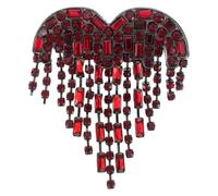 UKCOCO Broche de Cœur avec Cristaux Rouge et Pompon Pendentif Broche pour Femme Accessoire Élégant pour Mariage Saint-Valentin et Demoiselles D’Honneur Bijou Décoratif Scintillant