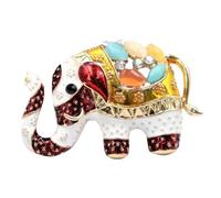 UKCOCO Broche Éléphant Colorée en Alliage Léger Broche Rétro Décorative pour Femme Épingle Châle Élégante Blanche et Rouge Accessoire Mode Féminine pour Vêtements et Paquet pour