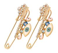 UKCOCO Broche Œil Maléfique Turquoise en Alliage Doré, Lot de 2 Épingles à Veste pour Femmes, Accessoire Décoratif Polyvalent pour Paquet à Dos, Châle et Manteau, Présent Mode Féminin