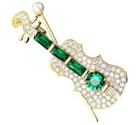 UKCOCO Broche Violon Verte en Alliage, Épingle de Col Décorative pour Femmes, Bijou Fantaisie Unique, Accessoire Élégant pour Veste et Anniversaire, Présent Musical 1 Pièce