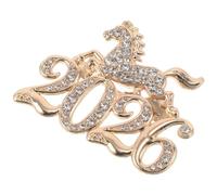 UKCOCO Broche Zodiaque Cheval Dorée en Métal avec Pierres Brillantes, Accessoire Bijou Feng Shui 2026 pour Femmes et Hommes, Épingle Souvenir Nouvel An Lunaire Élégant et Polyvalent