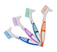 UKCOCO Brosse à Dents Rigide Double Face 4 Pièces Nettoyage des Prothèses Dentaires et Dispositifs Buccaux, Poils Souples, Lot Multicolore pour Hygiène Quotidienne