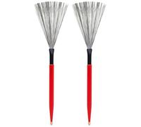UKCOCO Brosse de Batterie Double Tête en Érable Rouge, Fil Acier au Carbone, Accessoire Percussion pour Batterie Jazz, Balai Tambour Professionnel, 1 Paire, Manche Bois Naturel,