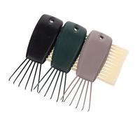 UKCOCO Brosse Peigne Nettoyante 3 Pièces Gris, Vert Foncé et Noir, Outil de Nettoyage Multi-usages pour Brosses à Cheveux et Peignes, Poils Flexibles pour Élimination des Poils et