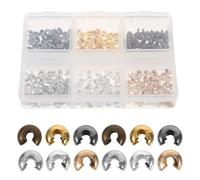 UKCOCO Cache-Perles à Écraser Demi-Ronds Ouverts Métalliques Dorés 300 Pièces Tubes à Écraser pour Création de Bijoux Finition pour Colliers et Bracelets Accessoires DIY Polyvalents