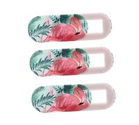 UKCOCO Cache Webcam Rose en Abs, 3 Pièces, Design Flamant, Glissière | Autocollant Adhésif, pour Ordinateur Portable et Caméra Avant, Usage Bureau, Étudiants, Vie Privée