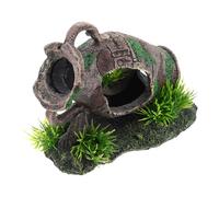 UKCOCO Cachette D'aquarium en Résine Forme Vase Cassé Design Ancien Unique, Refuge Sûr pour Poissons et Crevettes, Décoration Vintage pour Bureaux et Animaleries
