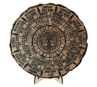 UKCOCO Calendrier de Bureau en Bois Naturel Représentant la Roue de L’Année Décoration Artisanale Solide pour Maison et Bureau Ornement Fonctionnel Écologique et Élégant
