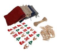 UKCOCO Calendrier de L'Avent de Noël 24 Paquet en Feutre et Toile de Jute Compte à Rebours Décoration Suspendue pour Noël Paquet Présents Réutilisables pour Bonbons et Petits Objets