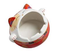 UKCOCO Cendrier Chat en Céramique Rouge pour Noël, Décoratif et Fonctionnel, Conteneur à Cendres Innovant pour Maison et Collection Personnelle