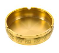 UKCOCO Cendrier Rond en Laiton Doré, Surface Lisse et Facile à Nettoyer, Style Rétro Simple, pour Bar et Maison, Cendrier Métallique Ménager Élégant