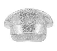 UKCOCO Chapeau de Capitaine Accessoire Créatif Unisexe Confortable à Paillettes Argenté en Polyester pour Fête Costumée et Anniversaire à Thème Nautique pour Longue Durée