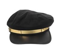 UKCOCO Chapeau de Capitaine Marin Femme Noir Ajustable Béret Style Marin en Tissu Respirant Casquette Plate Élégante pour Fête Nautique et Événement Scolaire