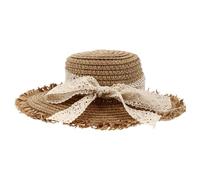 UKCOCO Chapeau de Paille pour Poupée Nœud en Dentelle Petit Accessoire Décoratif Camel Chapeau Mou pour Décoration de Poupée Création de Costumes