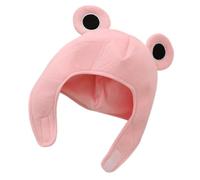 UKCOCO Chapeau Grenouille en Peluche Doux Rose Taille Unique Ajustable Couvre-Chef Complet à Grands Yeux et Cache-Oreilles pour Cosplay Fêtes D’Anniversaire et Soirées Déguisées