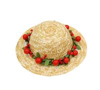 UKCOCO Chapeau Paille Tissé pour Animaux de Compagnie avec Accessoire Créatif pour Chiens et Rouge Pétale S