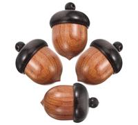 UKCOCO Charms Pendentifs de Gland en Bois Marron pour Fabrication de Bijoux Diy, Lot de 4 Pièces, Ornement Décoratif Simple et Créatif pour Bracelets et Décorations
