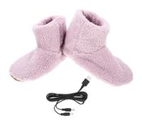 UKCOCO Chaussures Chauffantes USB en Peluche pour Femmes Taille Unique Couleur Rose Pantoufles Électriques Rechargeables pour Bureau et Maison Confort Thermique Anti-Froid 1 Paire