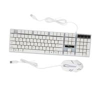 UKCOCO Clavier De Jeu Mécanique Rétroéclairé LED Blanc, Kit USB Filaire Souris Ergonomique, Antidérapant, 104 Touches sans Conflit, pour Gamers Pc Et Bureau, Design Professionnel Et Solide