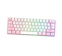 UKCOCO Clavier Membrane Gaming Compact RGB 61 Touches Multicolore pour Joueurs Performances Bureau Rétroéclairage Rose Blanc