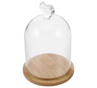 UKCOCO Cloche en Verre Transparente avec Base en Bambou Plat Décorative et Anti-Poussière pour Bougies Parfumées Fleurs Séchées et Plantes Succulentes Ambiance Cosy et Exposition