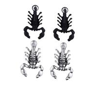 UKCOCO Clous D'oreilles Animaux Unisexes En Fer, Style Scorpion Décoratif, Finition Mate Noir Et Argenté Ancien, Ensemble 2 Paires, Accessoire Pour Fêtes Et Festivals