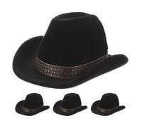 UKCOCO Coffret à Bijoux Western 4 Pièces : Boîte à Bijoux Vintage en Forme de Chapeau de Cowboy avec Finition Floquée - mini porte-bagues pour Mariage, Fiançailles, Demande en Mariage