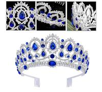 UKCOCO Coiffe de Couronne Baroque Cristal Peigne Accessoire Mariage Femme Bleu Vintage Bijoux Cheveux Mariée