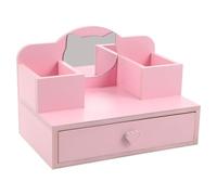 UKCOCO Coiffeuse Miniature en Bois Rose pour Maison de Poupée Bureau de Maquillage avec Miroir Réglable et Tiroirs de Rangement d'Imitation pour Chambre de Poupée Accessoires pour Jeu