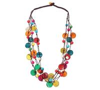 UKCOCO Collier Bohème Femme Pendentif Coque De Noix Vintage Rond Style Ethnique Chaîne Clavicule Été