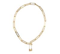 UKCOCO Collier Chaîne Rétro Inoxydable avec Pendentif Serrure Doré Bijoux Mode Chic pour Femmes et Accessoire Élégant pour Fêtes et Occasions Spéciales