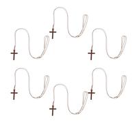 UKCOCO Collier Croix en Bois Lot de 6 Pendentif Religieux Chrétien Unisexe Bijou Chrétiens en Bois Naturel Léger Accessoire Polyvalent pour Usage Quotidien et Décoratif pour Baptême et