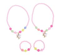 UKCOCO Collier Et Bracelet Licorne Fille Set De 2 Pcs En Rose Bijoux Garçon Et Filles En Matériau Solide Présent Pour Et Fêtes Design Pendentif Licorne