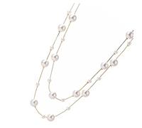 UKCOCO Collier Femme Double Perles Nacrées Blanches Chaîne Délicate Simulation pour Mariage et