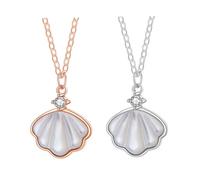 UKCOCO Collier Pendentif Coquillage en Acier Inoxydable Titane, Lot de 2, Collier Décoratif pour Femmes et Filles, Présent pour Anniversaire et Saint-valentin