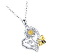 UKCOCO Collier Pendentif Cœur Tournesol en Alliage pour Femmes, Bijou Délicat Abeille, Chaîne Élégante pour Présent Romantique Quotidien, Style Unique et Solide