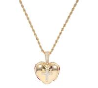 UKCOCO Collier Pendentif Photo Cœur de Cœur Doré avec Compartiment Photo Personnalisable Médaillon Vintage Soi-Même Pendentif Croix Léger pour Femme Bijou Souvenir Quotidien