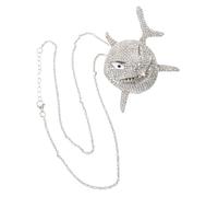 UKCOCO Collier Pendentif Requin Orné De Cristaux Vintage, Métal Décoratif, Grand Format, Pour Femme, Style Punk, Soirée Plage Ou Cosplay