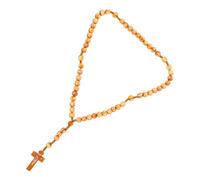 UKCOCO Collier Perles de Bois avec Pendentif Croix Chapelet Catholique Naturel Bois pour Hommes et Femmes Accessoire Élégant et Fashion