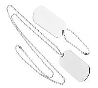 UKCOCO Collier Plaque D'identité Militaire En Acier Inoxydable Poli, Chaîne Pour Hommes, Pendentif Gravable Argenté, Bijou Léger Adapté Au Quotidien Et Présent Homme