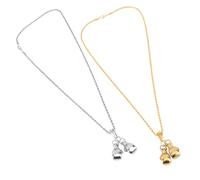 UKCOCO Collier Punk Boxe Métal 2 Pièces Argenté Et or Pendentif Masculin Féminin Mode Tour De Cou Ajustable Style Fitness Accessoire Sportif