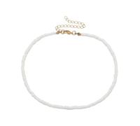 UKCOCO Collier Ras Du Cou En Perles De Riz Colorées, Léger Et Réglable, Bijoux Bohème Pour Femmes Et Adolescentes, Accessoire D’été Mono-brin Élégant, Perles Blanches, Taille Unique