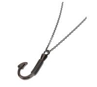 UKCOCO Collier Urne Funéraire Acier Inoxydable pour Femme Pendentif Crémaillère Forme de Crochet de Poisson Commémoratif pour Cendres Confortable et Ras Cou Noir