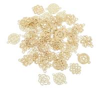 UKCOCO Connecteurs en Alliage Doré 50 Pièces Pendentifs Baroques à Double Trou Breloques à Motifs Floraux et Cœur Diamètre 14-15 MM Métal Plaqué Or pour Création Bijoux DIY