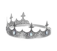 UKCOCO Couronne de Fête Réglable en Métal Fer et Strass, Accessoire de Costume de Reine Vintage Argenté Ab, Diadème pour Mariage, Cérémonie et Photos, Coiffe Princesse Élégante