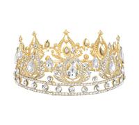 UKCOCO Couronne de Mariage en Alliage Doré avec Cristaux Étincelants, Diadème de Princesse pour Accessoires Coiffure de Mariée, Bijou Fantaisie Élégant pour Fêtes, Anniversaires et Bals