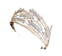 UKCOCO Couronne de Mariée Style Baroque Dorée, Accessoire Délicat pour Robe de Mariée, 1 Pièce Légère et Confortable, pour Mariage, Fête et Séance Photo