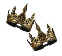 UKCOCO Couronne du Roi Médiévale pour Hommes 2pcs en Mousse Pu Accessoire de Costume Polyvalent Apparence Texturée pour Fêtes D'anniversaire et Événements à Thème