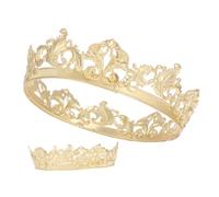 UKCOCO Couronne Métallique Unisexe Élégante pour Mariage et Fête Accessoire de Cheveux Léger et Confortable Diadème Prince et Reine pour Cérémonie et Bal